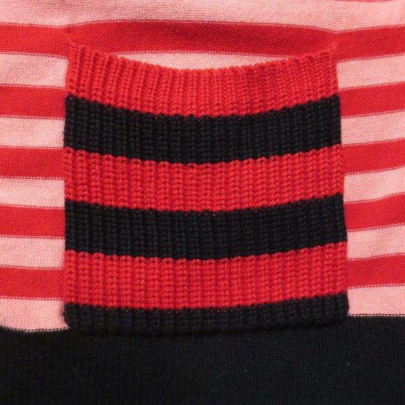 CABI womens SWEATER pink CARDIGAN red STRIPED picnic POCKET size XL - Picture 6 of 11
